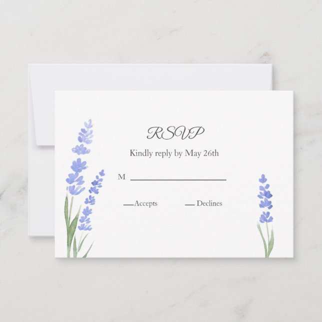 Watercolor Lavender RSVP Card (Front)