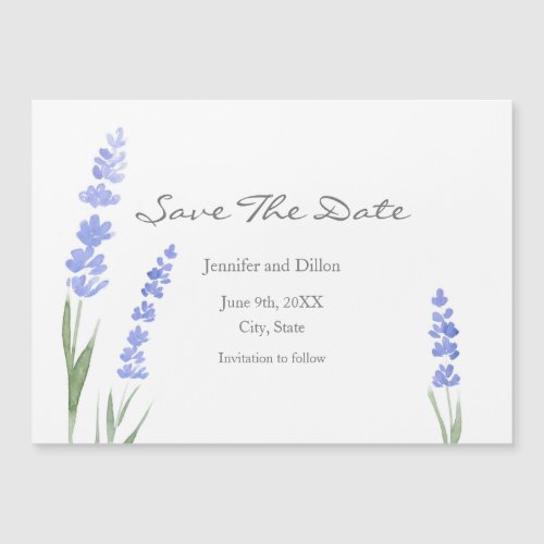 Watercolor Lavender Save The Date Magnetic Invitation