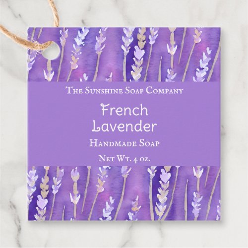 Watercolor Lavender Soap Cosmetics Favor Tag