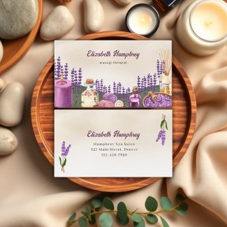 Watercolor Lavender Spa Design Massage Therapist