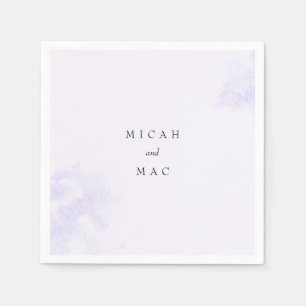 Watercolor Lavender Splash Names Wedding  Napkins