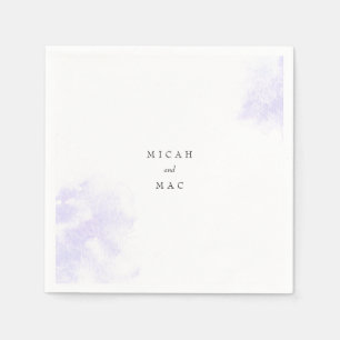 Watercolor Lavender Splash White Names Wedding  Napkins