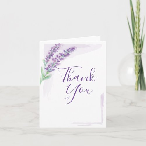 Watercolor Lavender Thank You Blank Card