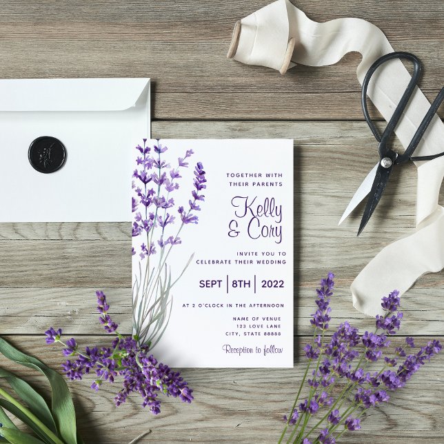 Watercolor Lavender Wedding Invitation (Creator Uploaded)