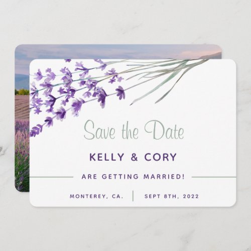 Watercolor Lavender Wedding Save The Date Cards