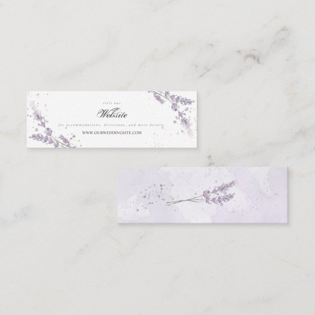 Watercolor lavender wedding website enclosure card (Front/Back)