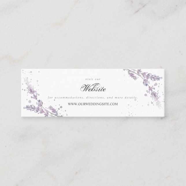 Watercolor lavender wedding website enclosure card (Front)