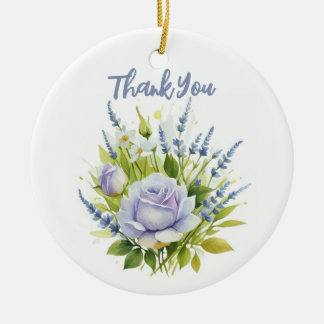 Watercolor Lavender Wildflowers Ceramic Ornament