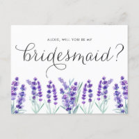 Watercolor Lavender Will You Be My Bridesmaid