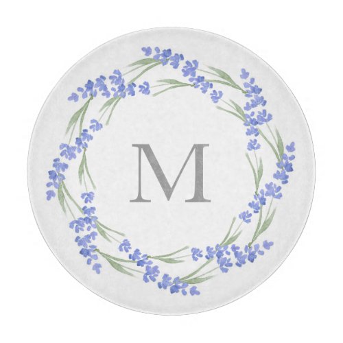 Watercolor Lavender Wreath  Cutting Board