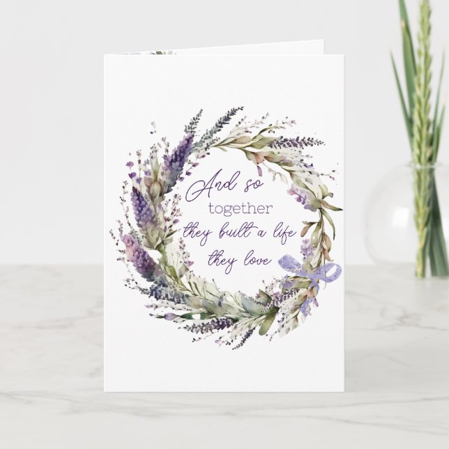 Watercolor Lavender Wreath for Anniversary Card (Front)