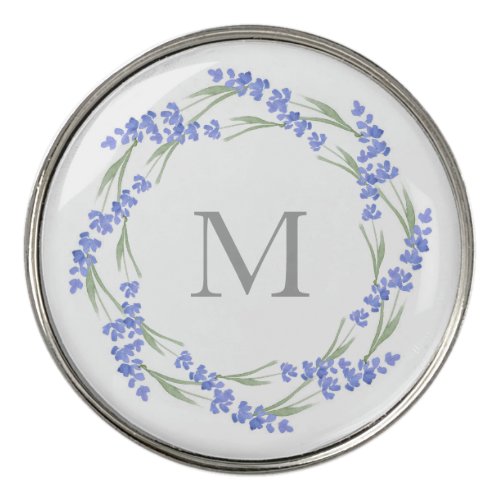 Watercolor Lavender Wreath  Golf Ball Marker