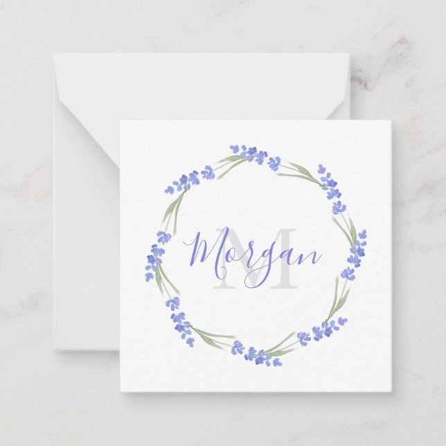 Watercolor Lavender Wreath   Note Card (Front)