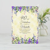 Watercolor Lavender Yellow 90 & Fabulous Birthday Invitation (Standing Front)