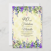 Watercolor Lavender Yellow 90 & Fabulous Birthday Invitation (Front)