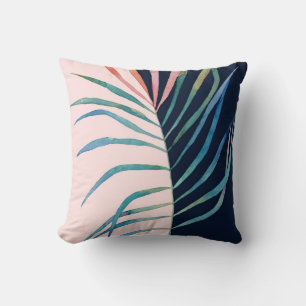 Watercolor leaf, abstract nature print. throw pillow