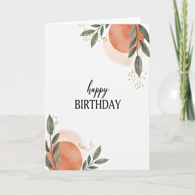 Watercolor Leaf Birthday Card (Front)