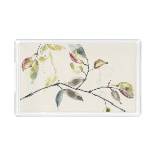 Watercolor Leaf Branch Acrylic Tray