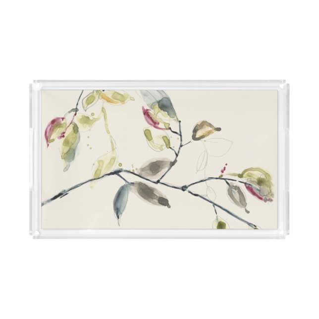 Watercolor Leaf Branch Acrylic Tray (Front)