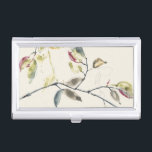 Watercolor Leaf Branch Business Card Case<br><div class="desc">Leaf Branch II by Jennifer Goldberger. Watercolor droplets in goldish yellow and reddish pink create gentle leaves on dark grey and black branches.</div>
