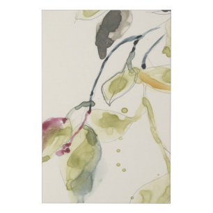 Watercolor Leaf Branch Triptych Faux Canvas Print