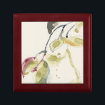 Watercolor Leaf Branch Triptych Gift Box<br><div class="desc">Leaf Branch Triptych I by Jennifer Goldberger. Watercolor droplets in goldish yellow,  green,  and reddish pink create gentle leaves on dark grey and black branches.</div>