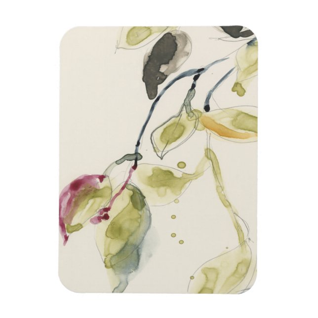 Watercolor Leaf Branch Triptych Magnet (Vertical)