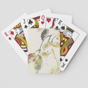 Watercolor Leaf Branch Triptych Poker Cards