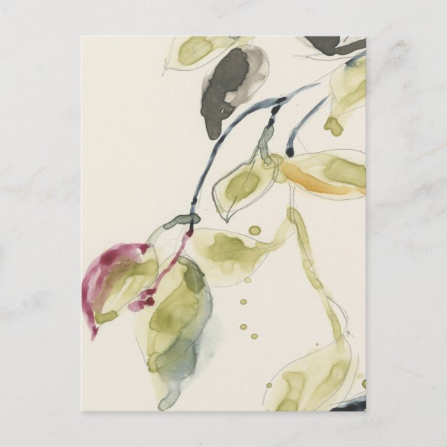 Watercolor Leaf Branch Triptych Postcard (Front)