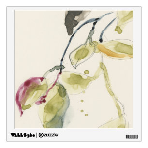 Watercolor Leaf Branch Triptych Wall Decal