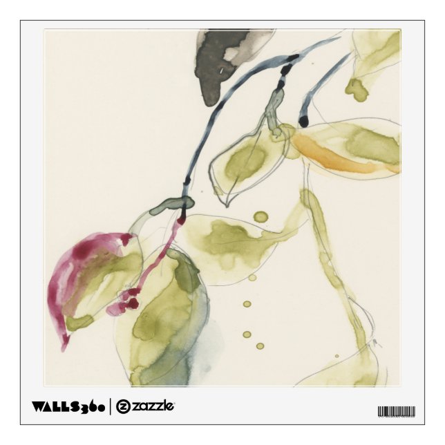 Watercolor Leaf Branch Triptych Wall Decal (Front)