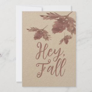 Watercolor Leaf  Brown Hey Fall Card