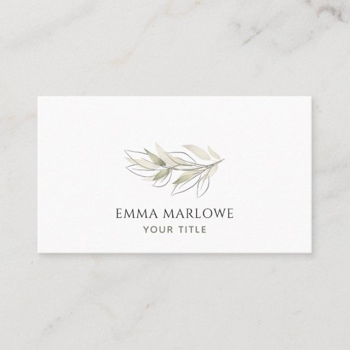 Customizable Watercolor Leaf Business &amp; Appointment Card