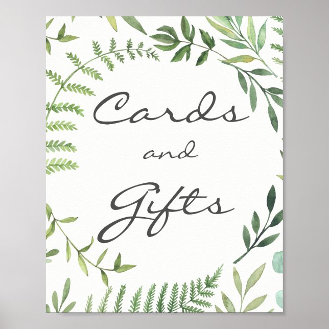 Watercolor Leaf Cards And Gifts Wedding Poster (Front)