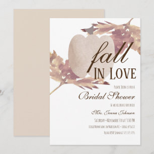 Watercolor Leaf Fall Pumpkin Bridal Shower Invitation