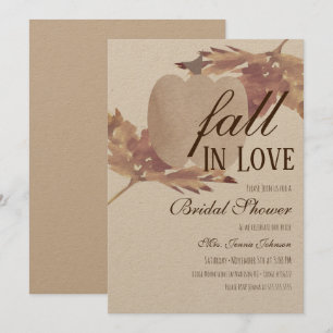 Watercolor Leaf Fall Pumpkin Bridal Shower Rustic Invitation