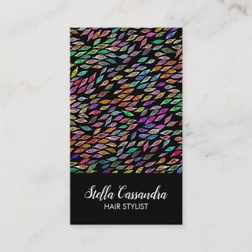 Watercolor Leaf Feather Colorful Modern Pattern Business Card