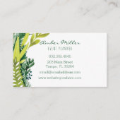 Watercolor Leaf Floral Business Card (Back)