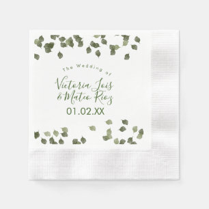 Watercolor Leaf Greenery Autumn Fall Wedding Napkins
