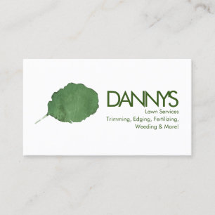 Watercolor Leaf Lawn Services Business Card