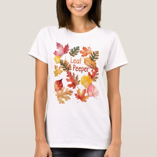 Watercolor Leaf Peeper T_Shirt
