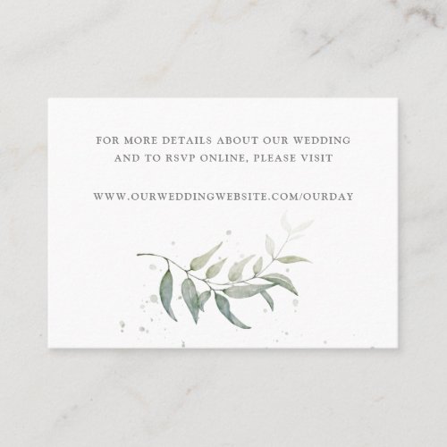Watercolor leaf wedding website enclosure card