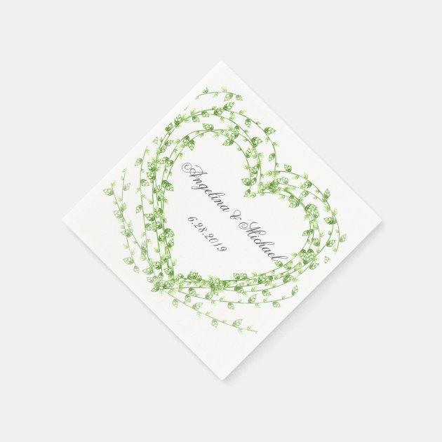 Watercolor Leaf Wreath Wedding Paper Napkin