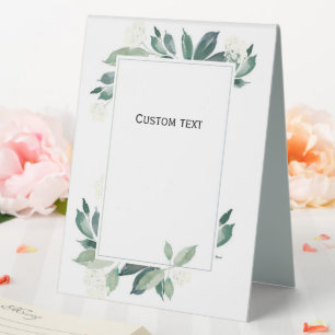 Watercolor Leafy green botanical Table Tent