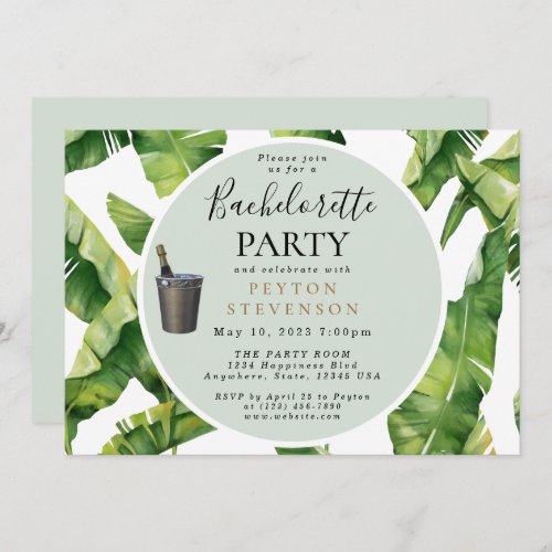 Watercolor Leaves 05 Bachelorette Party Invite