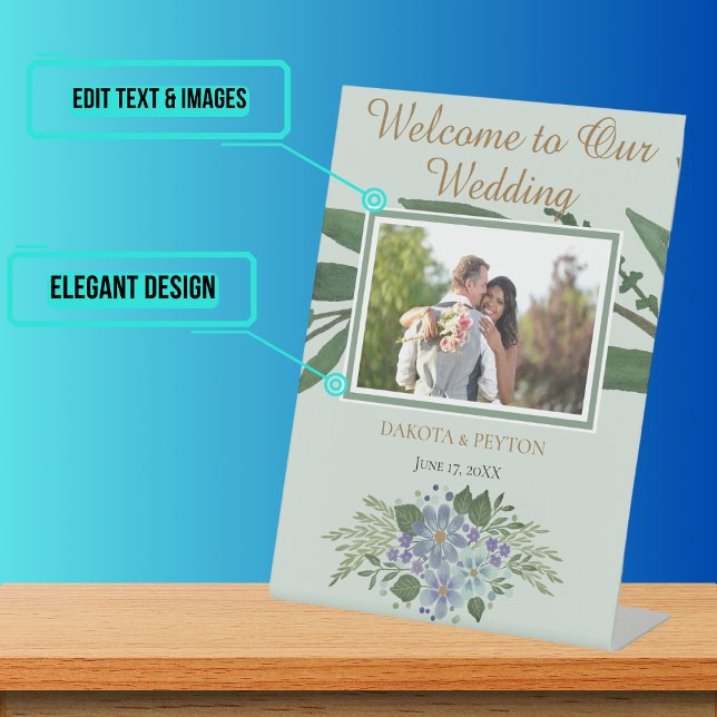 Watercolor Leaves 08a Photo Pedestal Sign (Please enjoy our design and see the others in the collection.)