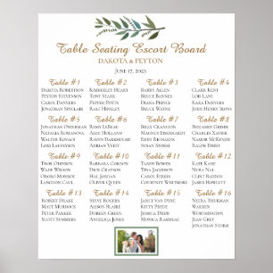 Watercolor Leaves 08b Wedding Escort Board Poster