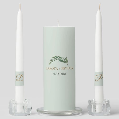 Watercolor Leaves 08f Wedding Unity Candle Set