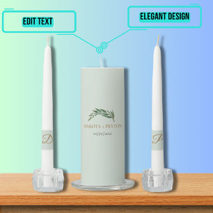 Watercolor Leaves 08f Wedding Unity Candle Set