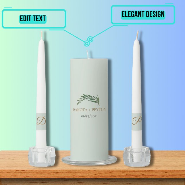 Watercolor Leaves 08f Wedding Unity Candle Set (Please enjoy our design and see the others in the collection.)